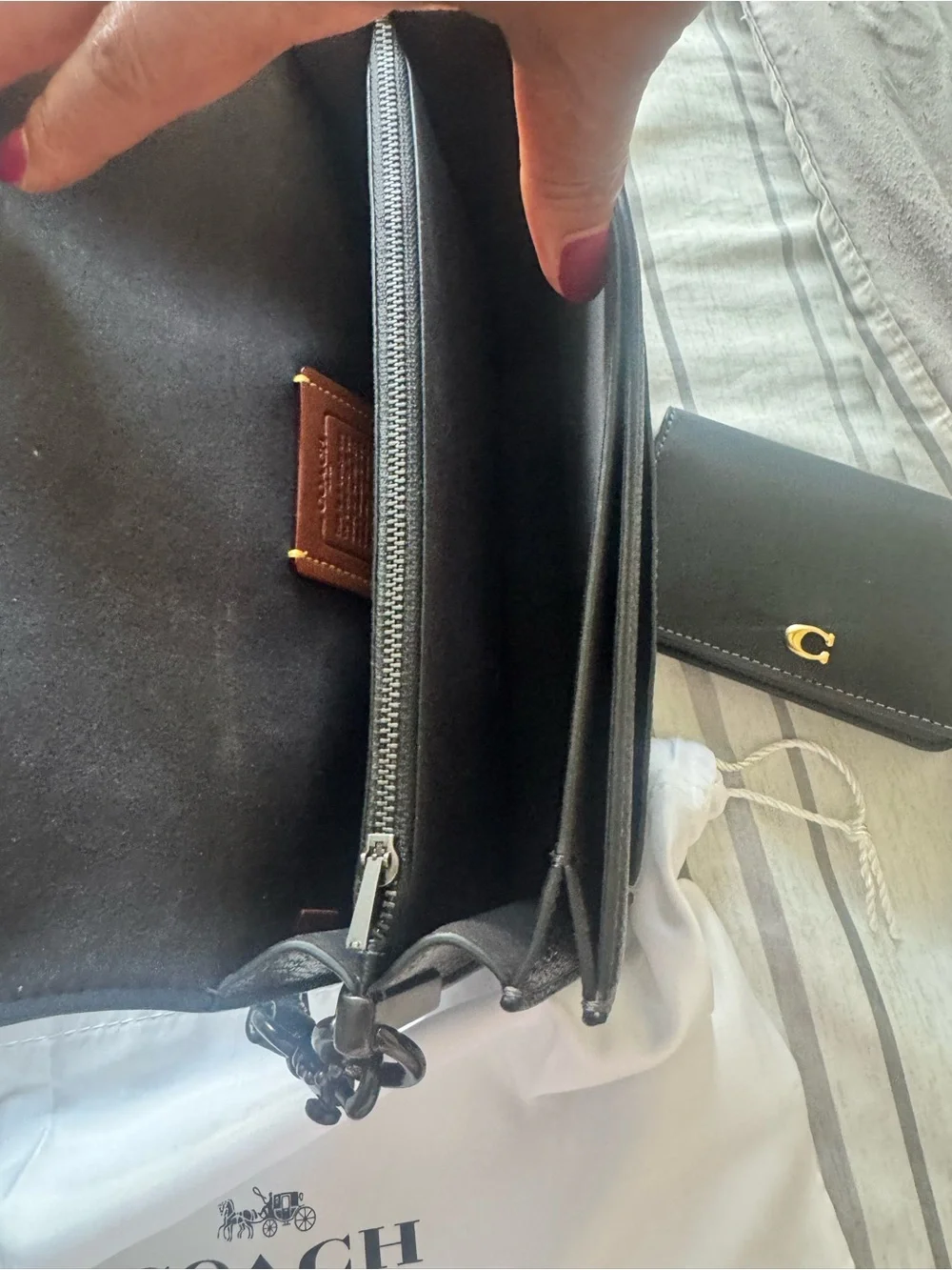 Coach Pebble Leather Black Tabby Crossbody with Signature 'C'